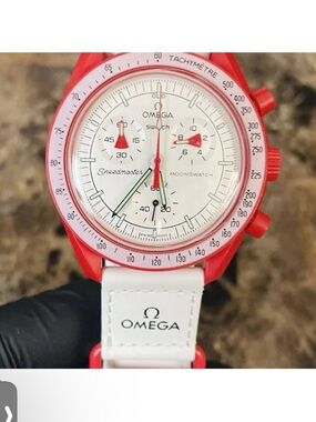 Swatch Speedmaster Mission to Mars White Strap with Red Accents